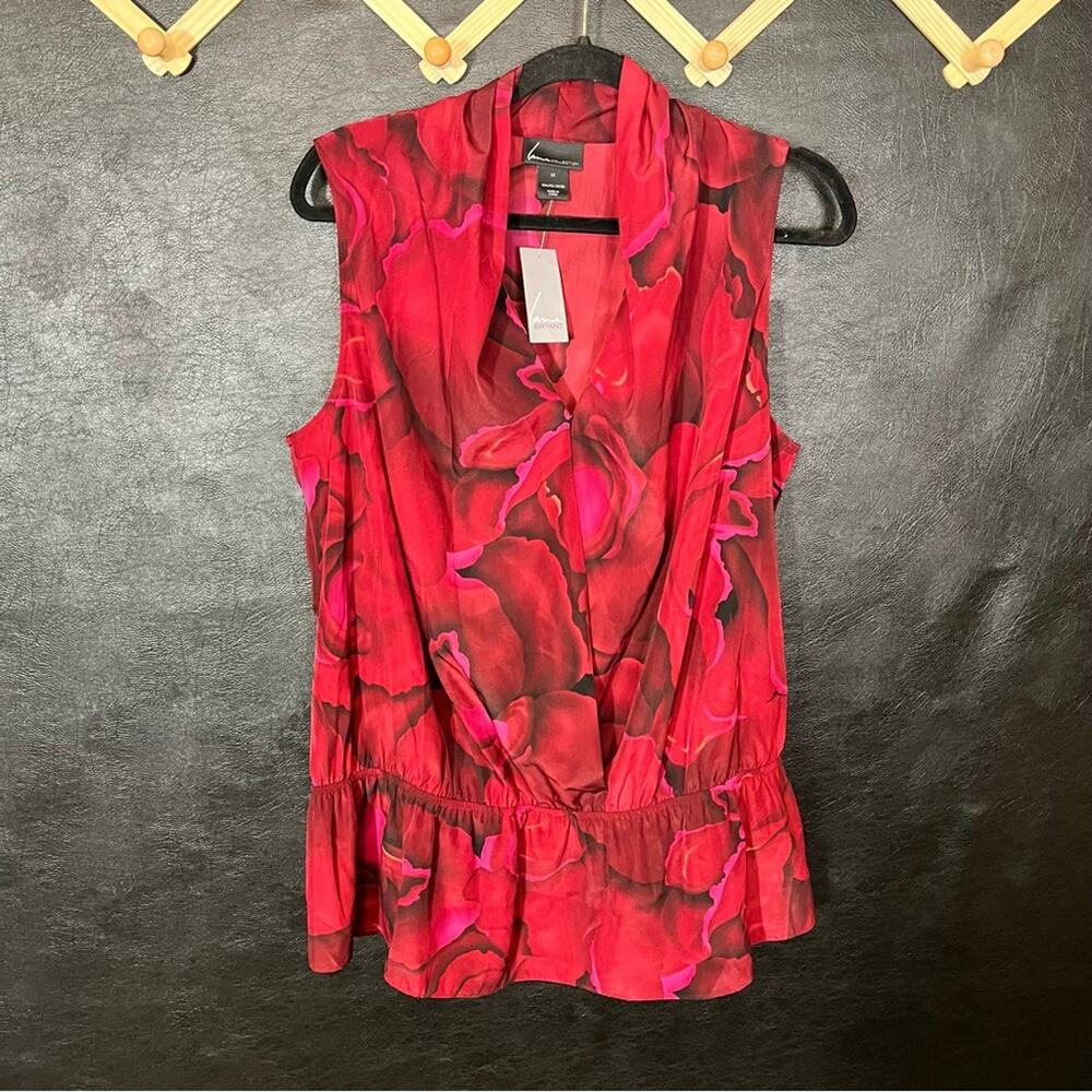 Lane Collection Red Floral Tank Size 1X